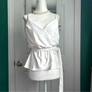Express Elegant White Spaghetti Strap Wrap Blouse Small NWT
